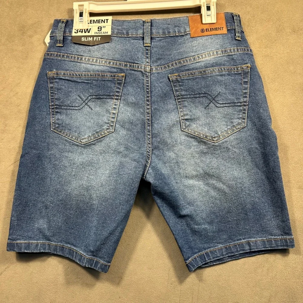 Element Denim Shorts Mens 34 Blue Baldwin Wash Slim Fit MEL606MM1 Excellent